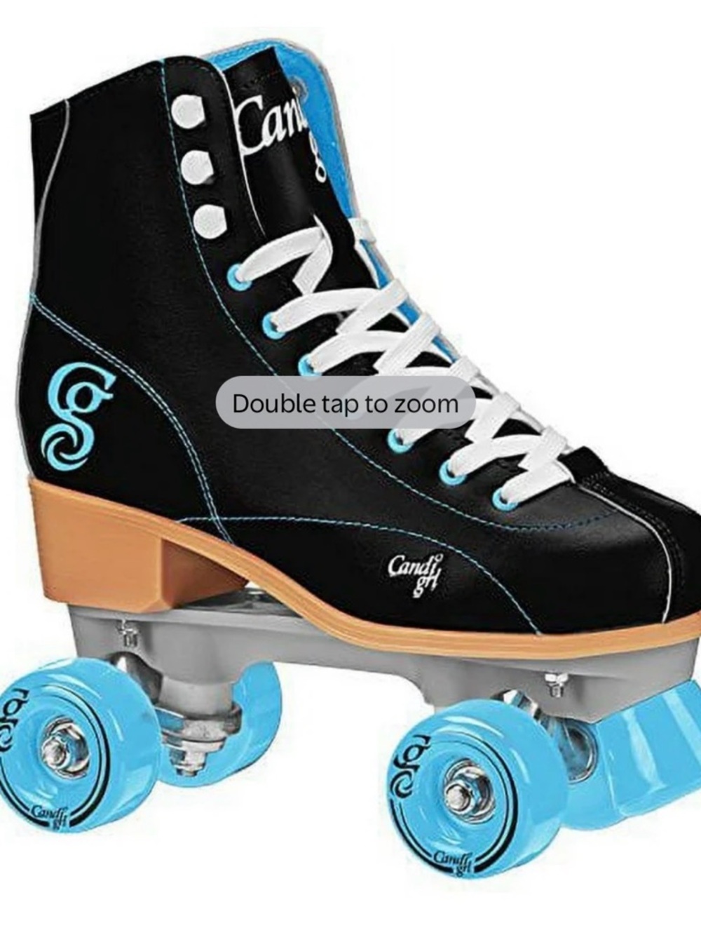 Candi Girl Black & Light Blue Quad Roller Skates 8